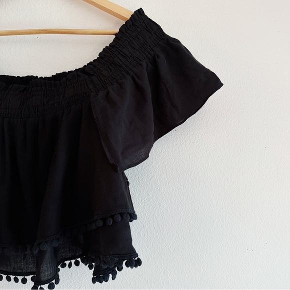 Apiece Apart Rosal Off the Shoulder Layered Black Crop Top 100% Cotton - Picture 11 of 12